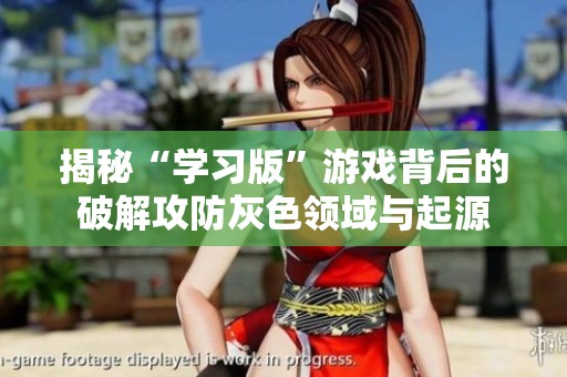 揭秘“学习版”游戏背后的破解攻防灰色领域与起源