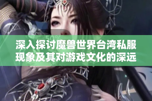 深入探讨魔兽世界台湾私服现象及其对游戏文化的深远影响分析