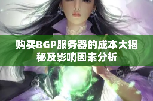 购买BGP服务器的成本大揭秘及影响因素分析