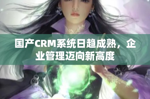 国产CRM系统日趋成熟，企业管理迈向新高度