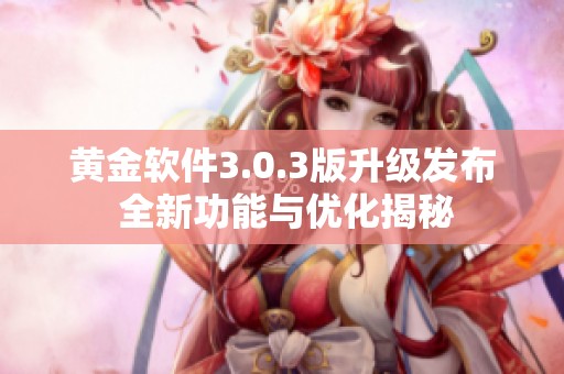 黄金软件3.0.3版升级发布 全新功能与优化揭秘