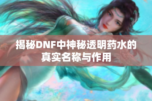 揭秘DNF中神秘透明药水的真实名称与作用