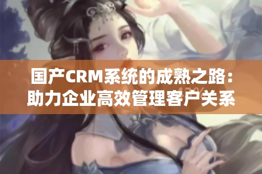 国产CRM系统的成熟之路：助力企业高效管理客户关系
